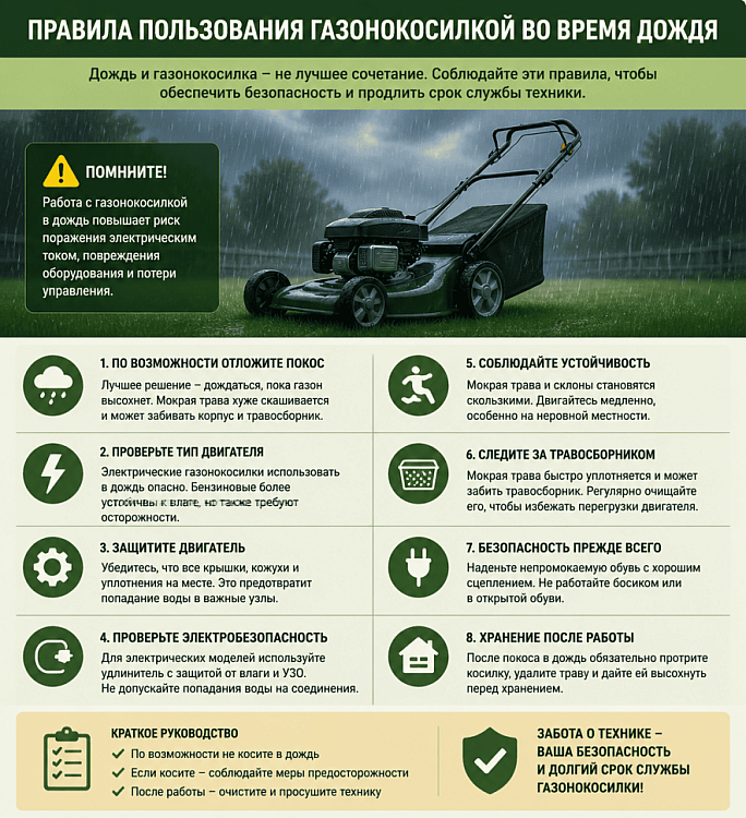 Можно ли оставлять газонокосилку под дождем? Технические аспекты и рекомендации