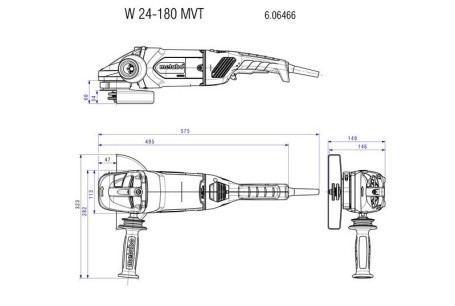 Угловая шлифовальная машина Metabo W 24-180 MVT 606466000
