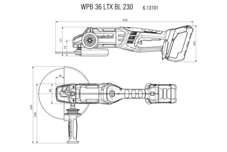 Аккумуляторная угловая шлифовальная машина Metabo WPB 36 LTX BL 230 613101660