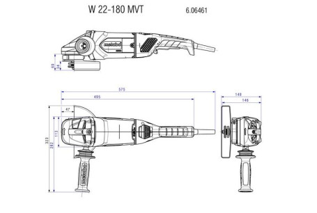Угловая шлифовальная машина Metabo W 22-180 MVT 606461000