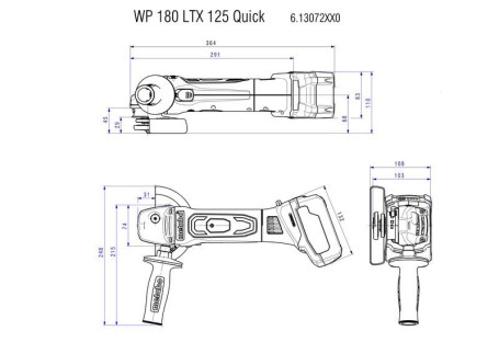 Аккумуляторная угловая шлифовальная машина Metabo WP 18 LTX 125 Quick 613072500