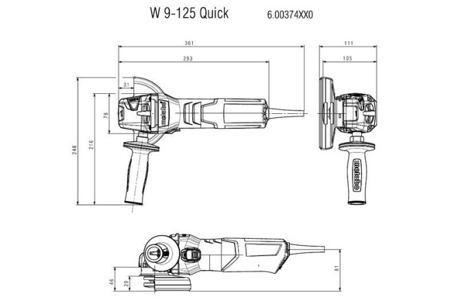 Угловая шлифовальная машина Metabo W 9-125 Quick 600374000