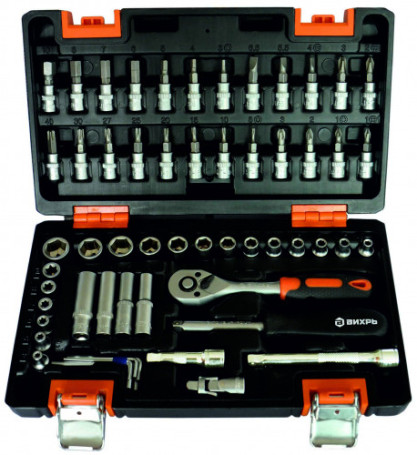 Набор инструментов Вихрь, 1/4" , CrV, в кейсе 57 предм