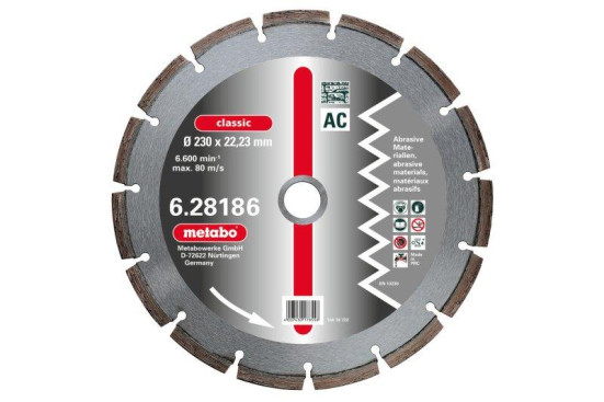 Алмазный диск Metabo 125х22,23мм Classic AC пеноблок,кирпич  628183000