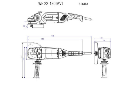 Угловая шлифовальная машина Metabo WE 22-180 MVT 606463000