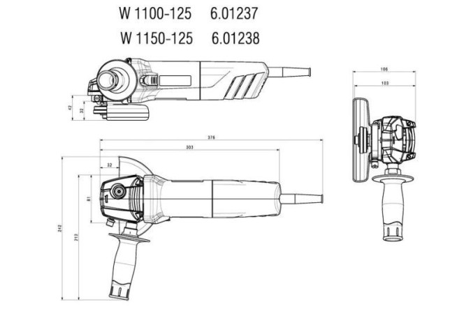 Угловая шлифовальная машина Metabo W1100-125 601237010