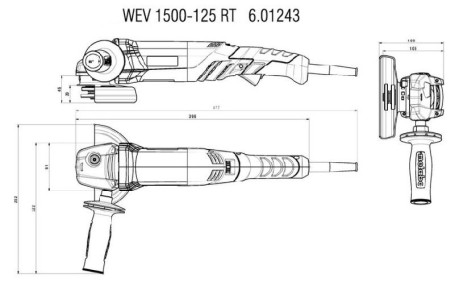 Угловая шлифовальная машина Metabo WE 1500-125 RT 601241000