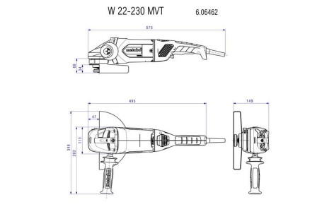 Угловая шлифовальная машина Metabo W 22-230 MVT 606462000