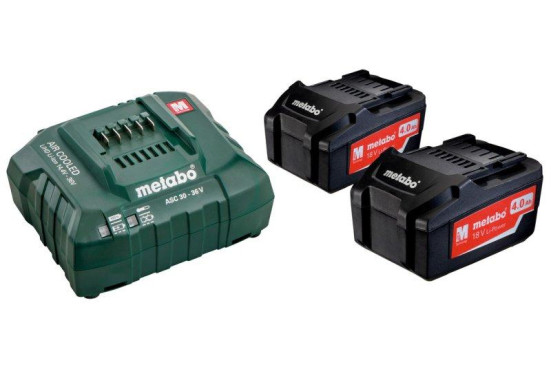 Базовый комплект Metabo 18 В Li-Power 2х4,0Ач + ЗУ ASC 30-36V AIR COOLED  685050000