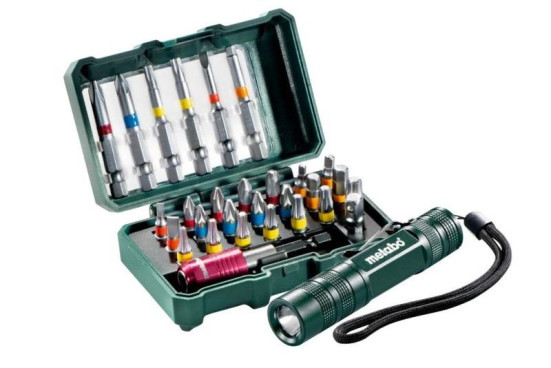 Набор бит Metabo 29 предметов + LED фонарик  626721000