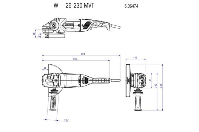 Угловая шлифовальная машина Metabo W 26-230 MVT 606474000