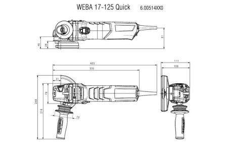 Угловая шлифовальная машина Metabo WEBA 17-125 Quick 600514000