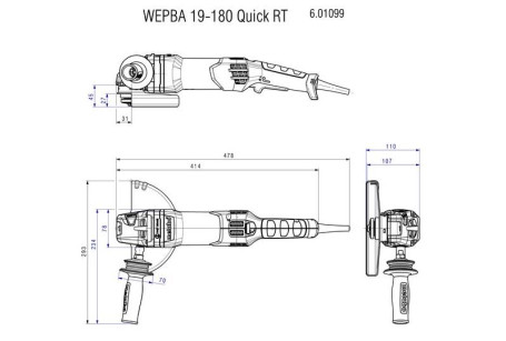Угловая шлифовальная машина Metabo WEPBA 19-180 Quick RT 601099000