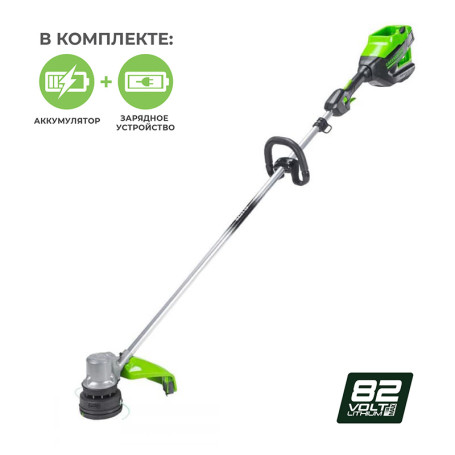 Триммер аккумуляторный Greenworks Арт. 2110607UB, 82V, 40 см,  бесщеточный,   с 1хАКБ 5 Ач и ЗУ