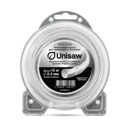 Леска триммерная 2.4мм 15м, спираль, Unisaw