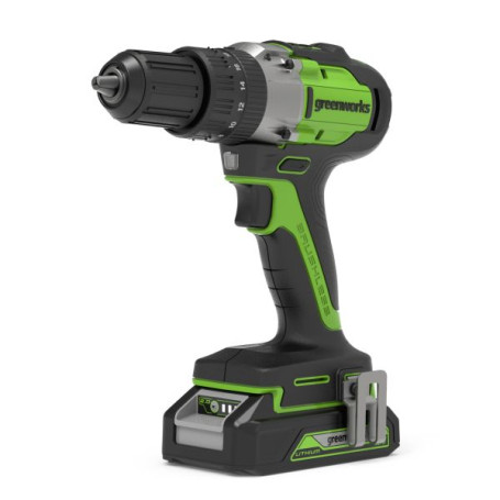 Дрель-шуруповерт аккумуляторная Greenworks Арт. 3704107UA, 24V, c 1хАКБ 2 Ач и ЗУ в кейсе