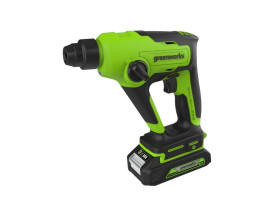 Перфоратор аккумуляторный бесщеточный Greenworks Арт. 3803107UA, 1,2 ДЖ, 24V, c 1хАКБ 2Ач и ЗУ, в сумке