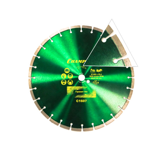 Диск алмазный CHAMPION гранит PRO 400/25,4/10 Laser Granite  (твердые блоки, старый бетон), CHAMPION, C1607