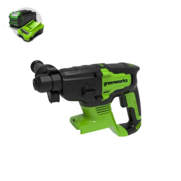 Перфоратор аккумуляторный бесщеточный Greenworks Арт. 3803007UB,  2 ДЖ, 24V, c 1хАКБ 4 Ач и ЗУ в сумке