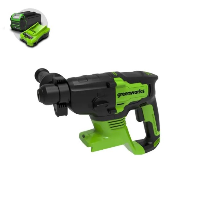 Перфоратор аккумуляторный бесщеточный Greenworks Арт. 3803007UB,  2 ДЖ, 24V, c 1хАКБ 4 Ач и ЗУ в сумке