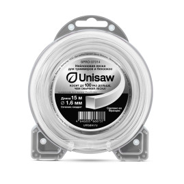 Леска триммерная 1.6 мм 15 м квадрат, Unisaw