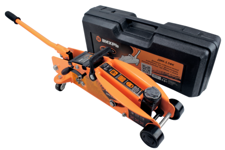 Домкрат гидравлический подкатной Вихрь ДМК-2,5ФК (2,5 т, 140-390 мм, с фиксатором, в кейсе)