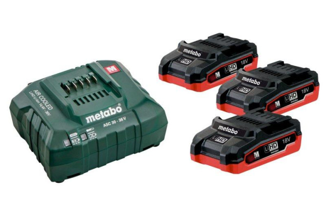 Базовый комплект Metabo 18 В LiHD 3х3,1Ач + ЗУ ASC 30-36V AIR COOLED  685076000