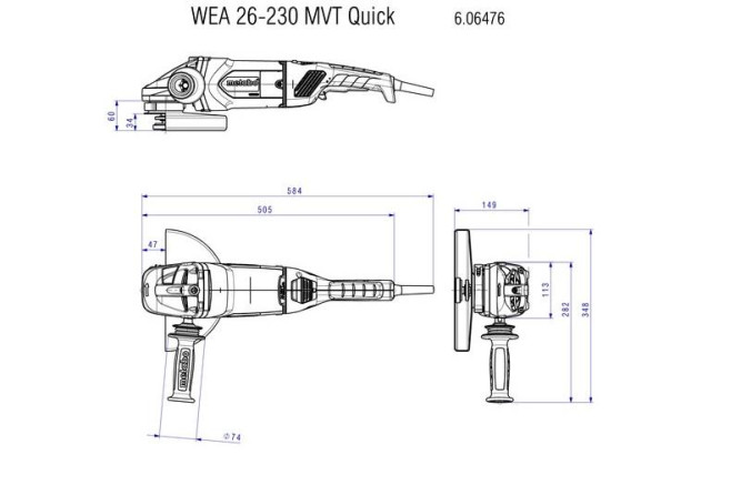 Угловая шлифовальная машина Metabo WEA 26-230 MVT Quick 606476000