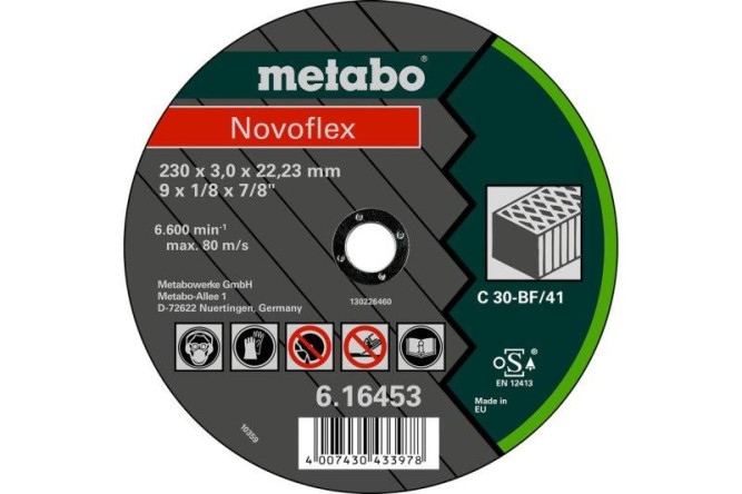 Отрезной круг Metabo 125х2,5х22,23мм Novoflex камень C 30 изогнутый  616428000