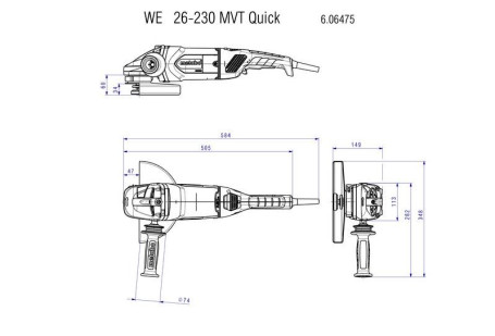Угловая шлифовальная машина Metabo WE 26-230 MVT Quick 606475000