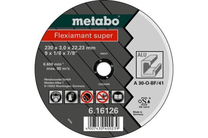 Отрезной круг Metabo 125х2,5х22,23мм Flexiamant Super алюминий A 30-O прямой  616752000