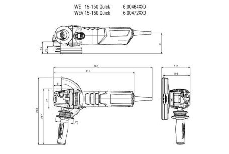 Угловая шлифовальная машина Metabo WE 15-150 Quick 600464000