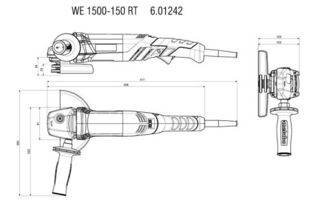 Угловая шлифовальная машина Metabo WE 1500-150 RT 601242000
