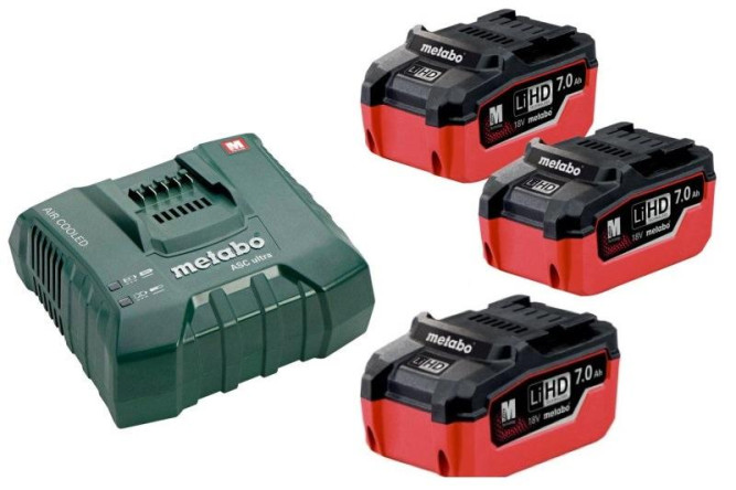Базовый комплект Metabo 18 В LiHD 3х7,0Ач + ЗУ ASC ULTRA AIR COOLED  685113000