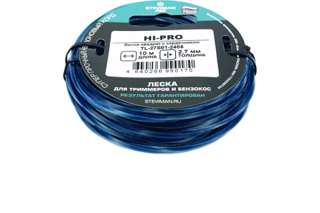 Триммерная леска STEVIMAN 2.7 HI-PRO 10м Витой квадрат с сердечником