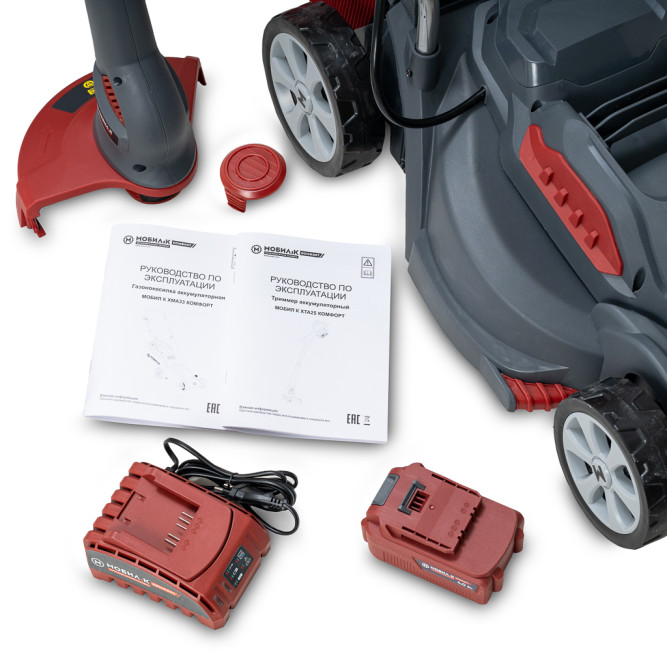 Аккумуляторные газонокосилка МОБИЛ К XMA33 КОМФОРТ + триммер XTA25 КОМФОРТ 20 В с акк и ЗУ