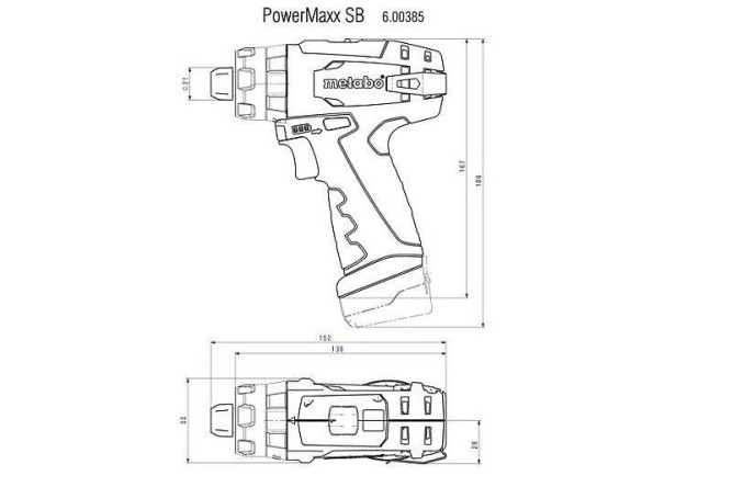 Аккумуляторная ударная дрель Metabo PowerMaxx SB Basic 600385890