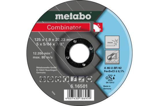 Отрезной круг Metabo 125х1,9х22,23мм Combinator Inox HydroResist A 46-U изогнутый  616501000