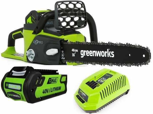 Аккумуляторная цепная пила Greenworks G-MAX 40V (40 см) (комплект АКБ 4 А/ч и ЗУ) GD40CS40K4