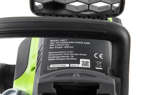 Аккумуляторная цепная пила Greenworks G-MAX 40V (40 см) (комплект АКБ 4 А/ч и ЗУ) GD40CS40K4