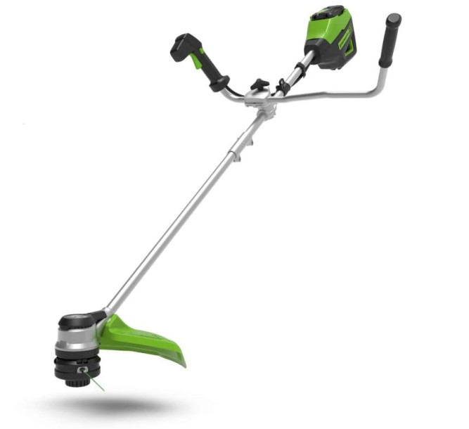 Триммер аккумуляторный Greenworks Арт. 2108407UB, 60V, 40 см, бесщеточный с велосипедной ручкой, с 1хАКБ 4Ач и ЗУ