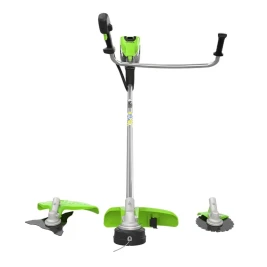 Триммер аккумуляторный Greenworks TB201H, 82V, 2,0 кВт, 46 см, c трехлопастным ножом и кусторезом, бесщеточный, с 1хАКБ 8 Ач и ЗУ