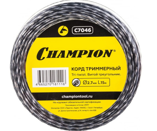 Корд трим.CHAMPION Tri-twist 2.7мм*15м (витой треугольник)