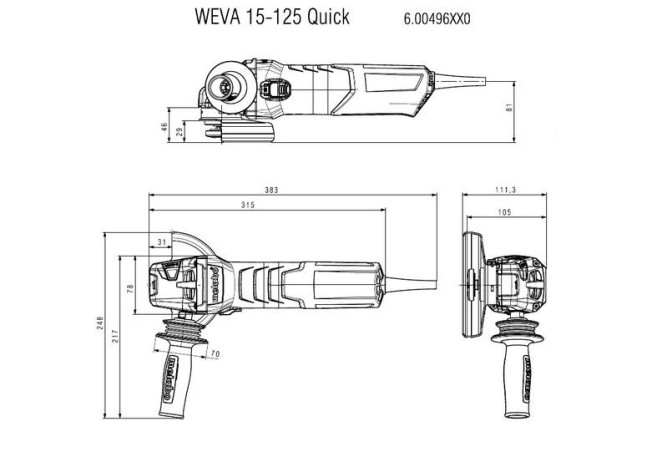 Угловая шлифовальная машина Metabo WEVA 15-125 Quick 600496000