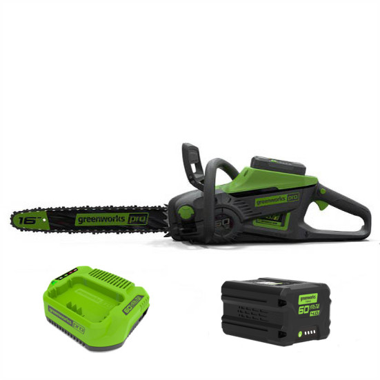 Цепная пила аккумуляторная Greenworks Арт. 2006907UB, 60V, 40 см, бесщеточная, с 1хАКБ 4 Ач. и ЗУ