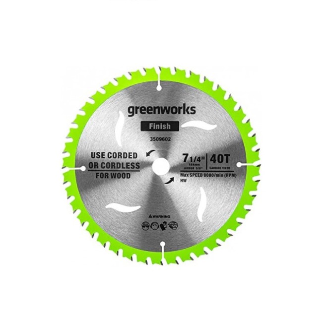 Диск по дереву Greenworks Ø184 мм 40T для пилы 1500907