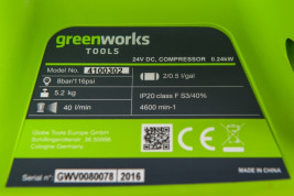 Компрессор аккумуляторный Greenworks Арт. 4100302, 24V, без АКБ и ЗУ