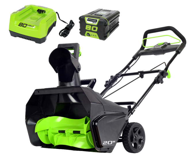 Снегоуборщик аккумуляторный Greenworks 80V 51 см, бесщеточный с АКБ 2А/ч и ЗУ
