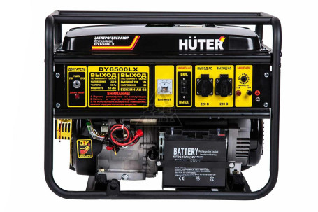 Бензогенератор Huter DY6500LX, с колесами и аккумулятором
