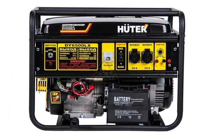 Бензогенератор Huter DY6500LX, с колесами и аккумулятором